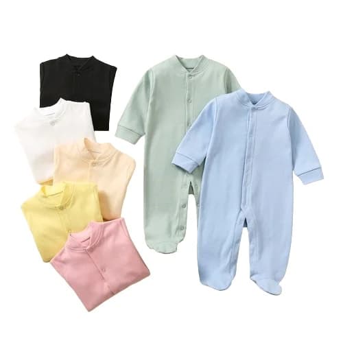 Lot de 5 pièces en gros pour nouveau-né, ensemble de vêtements pour bébé, barboteuse, pyjama, bavoir et bonnet, coton vierge, ensemble de vêtements pour bébé garçon et fille